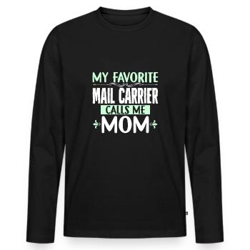 Mother Best Postal Carrier Son - Men's Premium Organic Long Sleeve Shirt - black - Front - Nico (187cm)