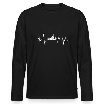 Kiel Skyline Heartbeat - Men's Premium Organic Long Sleeve Shirt - black - Front - Nico (187cm)
