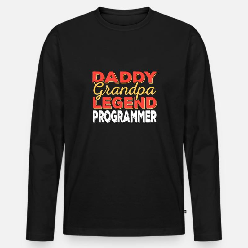Papa Opa Legende Programmierer - Männer Premium Bio Langarmshirt - Schwarz