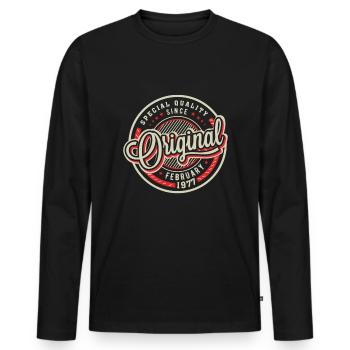 Special quality since February 1977 - Men's Premium Organic Long Sleeve Shirt - black - Front - Nico (187cm)
