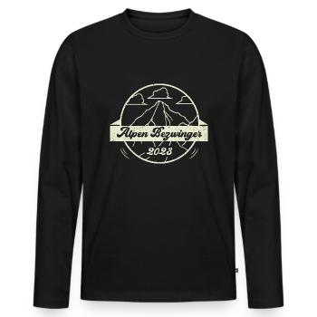 Alpenbezwinger 2023 Alpenüberquerung Finisher - Männer Premium Bio Langarmshirt - Schwarz - Vorne - Nico (187cm)