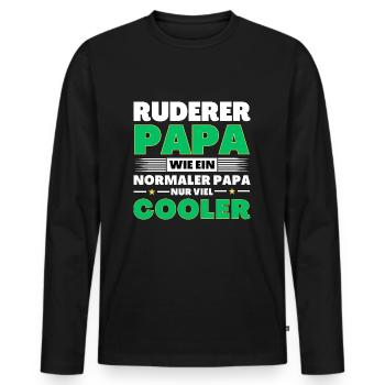 Ruderer Papa wie ein normaler nur viel cooler - Männer Premium Bio Langarmshirt - Schwarz - Vorne - Nico (187cm)