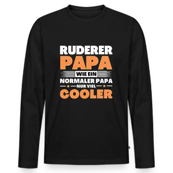 Ruderer Papa wie ein normaler nur viel cooler - Männer Premium Bio Langarmshirt - Schwarz - Vorne - Nico (187cm)