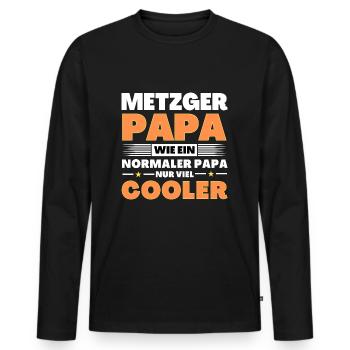 Metzger Papa wie ein normaler nur viel cooler - Männer Premium Bio Langarmshirt - Schwarz - Vorne - Nico (187cm)