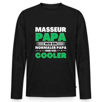 Masseur Papa wie ein normaler nur viel cooler - Männer Premium Bio Langarmshirt - Schwarz - Vorne - Nico (187cm)
