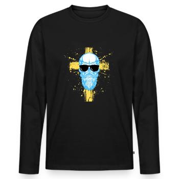 skull mit brille - Männer Premium Bio Langarmshirt - Schwarz - Vorne - Nico (187cm)
