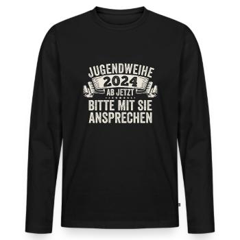 Jugendweihe 2024 Ab Jetzt Bitte Mit Sie Ansprechen - Männer Premium Bio Langarmshirt - Schwarz - Vorne - Nico (187cm)