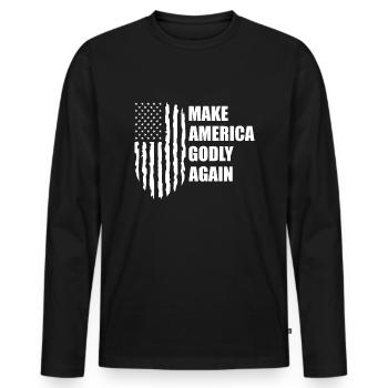 Rendre l’Amérique pieuse, aimer à nouveau la foi de Dieu - T-shirt manches longues Premium bio Homme - noir - Devant - Nico (187cm)