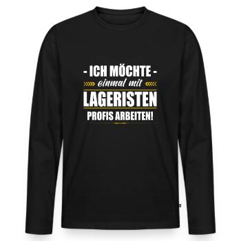 Einmal Mit Lageristen Profis Arbeiten Lagerist - Männer Premium Bio Langarmshirt - Schwarz - Vorne - Nico (187cm)