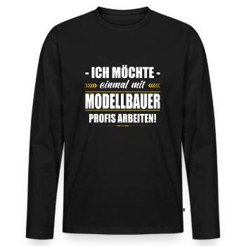 Einmal Mit Modellbauer Profis Arbeiten Modellbau - Männer Premium Bio Langarmshirt - Schwarz - Vorne - Nico (187cm)