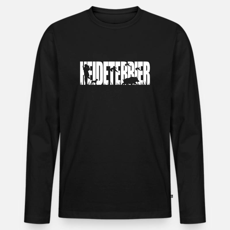 HEIDETERRIER Jagdhund Jagdhunde Wilsigns - Männer Premium Bio Langarmshirt - Schwarz