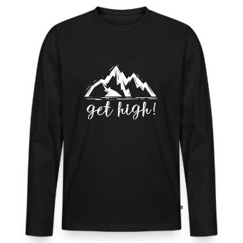 Get High - Men's Premium Organic Long Sleeve Shirt - black - Front - Nico (187cm)