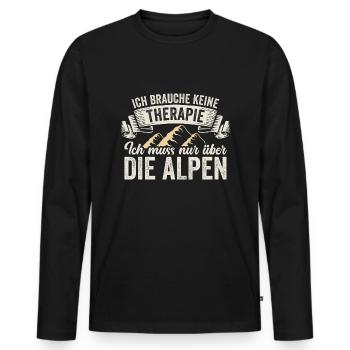 Brauche Keine Therapie Alpen Alpenüberquerung - Männer Premium Bio Langarmshirt - Schwarz - Vorne - Nico (187cm)
