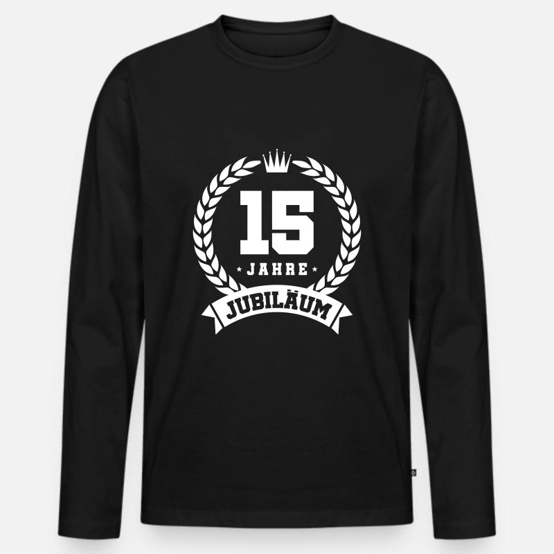15 jahre jubiläum - Männer Premium Bio Langarmshirt - Schwarz