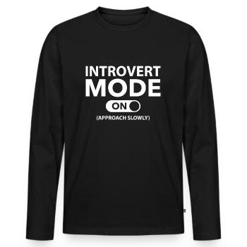 Mode introverti activé - T-shirt manches longues Premium bio Homme - noir - Devant - Nico (187cm)