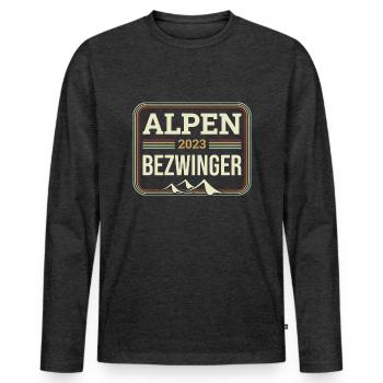 Alpenbezwinger 2023 Alpenüberquerung Finisher - Männer Premium Bio Langarmshirt - Anthrazit meliert - Vorne - Nico (187cm)