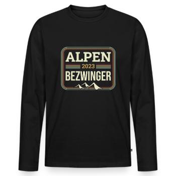 Alpenbezwinger 2023 Alpenüberquerung Finisher - Männer Premium Bio Langarmshirt - Schwarz - Vorne - Nico (187cm)