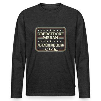 Alpenüberquerung Oberstdorf Meran E5 Fernwanderweg - Männer Premium Bio Langarmshirt - Anthrazit meliert - Vorne - Nico (187cm)