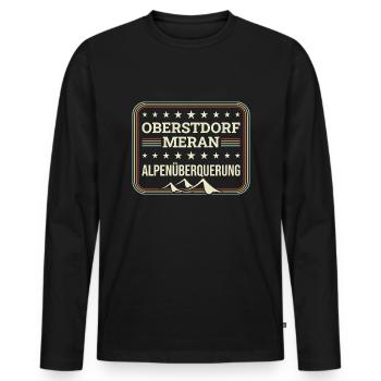 Alpenüberquerung Oberstdorf Meran E5 Fernwanderweg - Männer Premium Bio Langarmshirt - Schwarz - Vorne - Nico (187cm)