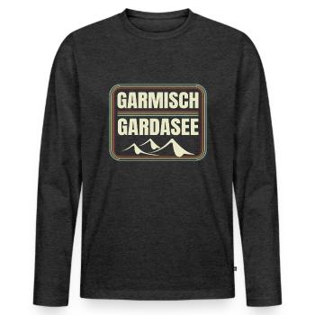 Alpenüberquerung Garmisch Gardasee - Männer Premium Bio Langarmshirt - Anthrazit meliert - Vorne - Nico (187cm)