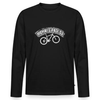 Niemals Radlos - Bikermotiv lustiger Bikerspruch - Männer Premium Bio Langarmshirt - Schwarz - Vorne - Nico (187cm)