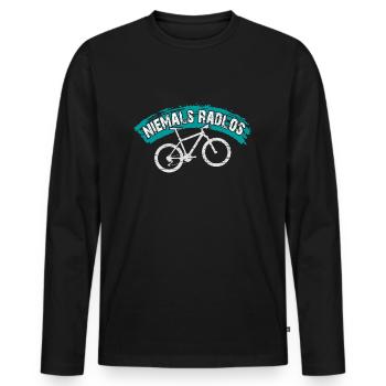 Niemals Radlos - Bikermotiv lustiger Bikerspruch - Männer Premium Bio Langarmshirt - Schwarz - Vorne - Nico (187cm)
