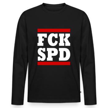 Fck spd - Männer Premium Bio Langarmshirt - Schwarz - Vorne - Nico (187cm)