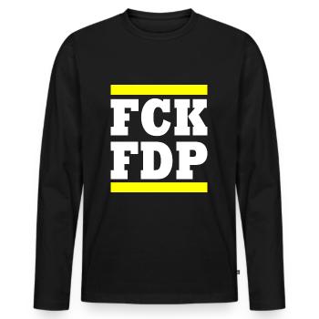 Fck fdp - Männer Premium Bio Langarmshirt - Schwarz - Vorne - Nico (187cm)