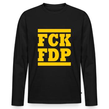 Fck fdp - Männer Premium Bio Langarmshirt - Schwarz - Vorne - Nico (187cm)