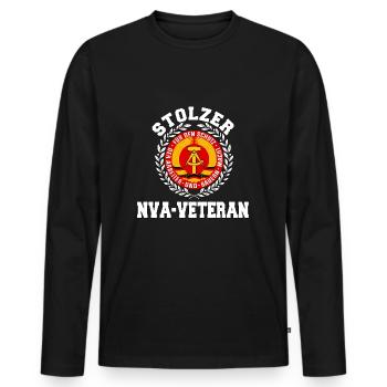 Fier vétéran de la NVA DDR Ossi Allemagne de l'Est Est - T-shirt manches longues Premium bio Homme - noir - Devant - Nico (187cm)
