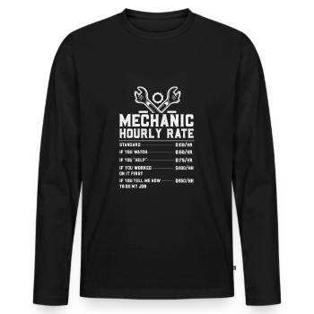 Mechanic Hourly Rate - Men's Premium Organic Long Sleeve Shirt - black - Front - Nico (187cm)