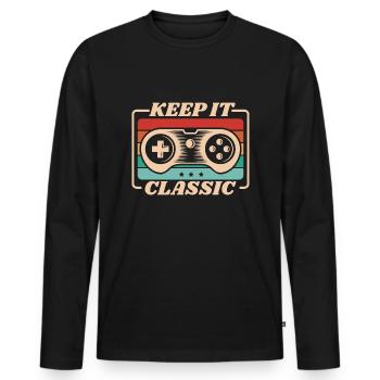 Retro Zocker Sprüche Gaming Geschenk - Männer Premium Bio Langarmshirt - Schwarz - Vorne - Nico (187cm)