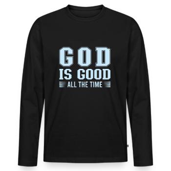 Dieu est Bon Église Foi Christianisme Saint - T-shirt manches longues Premium bio Homme - noir - Devant - Nico (187cm)