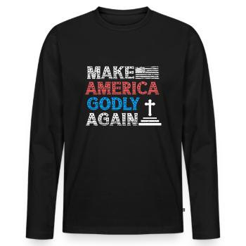 Rendre l’Amérique pieuse, aimer à nouveau la foi de Dieu - T-shirt manches longues Premium bio Homme - noir - Devant - Nico (187cm)