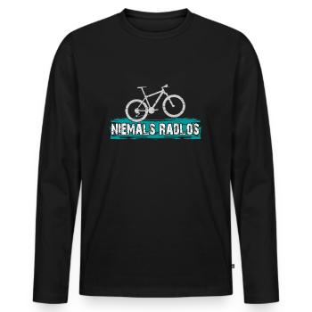 Niemals Radlos - Bikermotiv lustiger Bikerspruch - Männer Premium Bio Langarmshirt - Schwarz - Vorne - Nico (187cm)