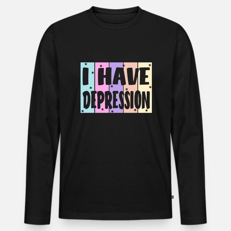 Je souffre de dépression - T-shirt manches longues Premium bio Homme - noir