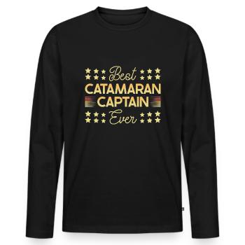 Catamaran Sailing Sailor Best Catamaran Captain - Men's Premium Organic Long Sleeve Shirt - black - Front - Nico (187cm)