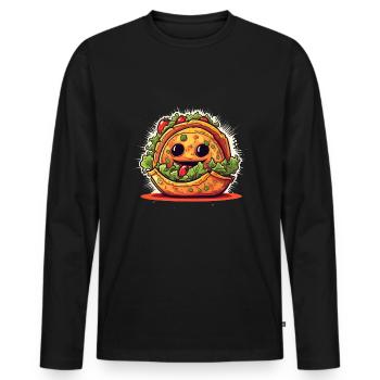 Funny Taco Tacos Mexican Mexico - Men's Premium Organic Long Sleeve Shirt - black - Front - Nico (187cm)