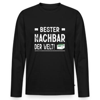 Bester Nachbar Der Welt Auf Gute Nachbarschaft - Männer Premium Bio Langarmshirt - Schwarz - Vorne - Nico (187cm)