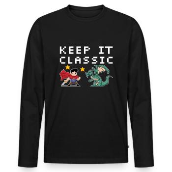 Retro Zocker Sprüche Gaming Geschenk - Männer Premium Bio Langarmshirt - Schwarz - Vorne - Nico (187cm)