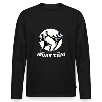 Muay Thai Fighter Design - Men's Premium Organic Long Sleeve Shirt - black - Front - Nico (187cm)