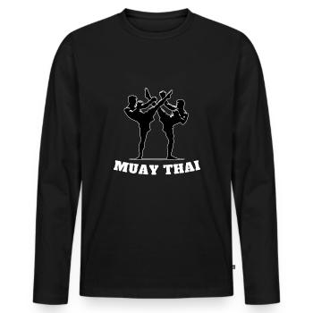 Muay Thai Fighter Design - Men's Premium Organic Long Sleeve Shirt - black - Front - Nico (187cm)