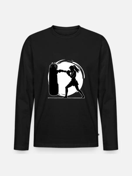 Muay Thai Woman - Men's Premium Organic Long Sleeve Shirt - black