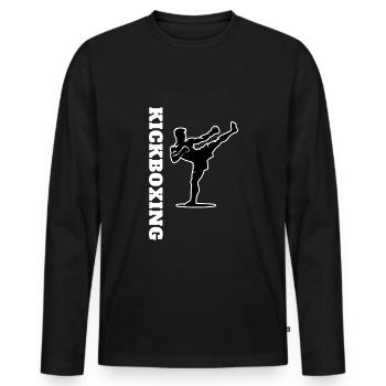 Kickboxing Kickboxer Illustration - T-shirt manches longues Premium bio Homme - noir - Devant - Nico (187cm)