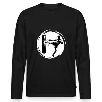 Kickboxen Kickboxer Kick - Männer Premium Bio Langarmshirt - Schwarz - Vorne - Nico (187cm)