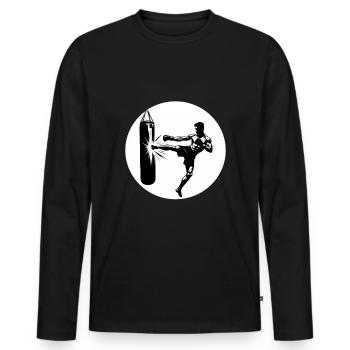 Kickboxen Kickboxer Sidekick - Männer Premium Bio Langarmshirt - Schwarz - Vorne - Nico (187cm)