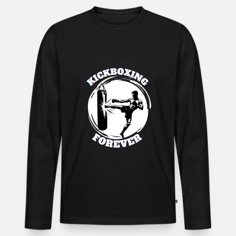 Kickbox-Kämpfer Kickboxer - Männer Premium Bio Langarmshirt - Schwarz
