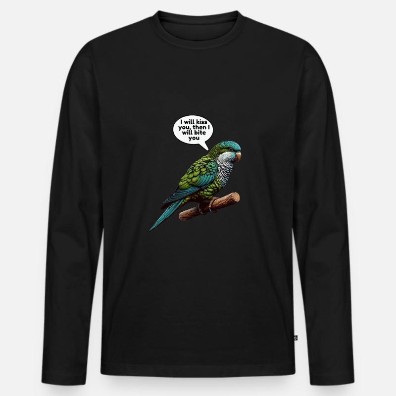 Quäker Papagei Mönch Sittich - Männer Premium Bio Langarmshirt - Schwarz
