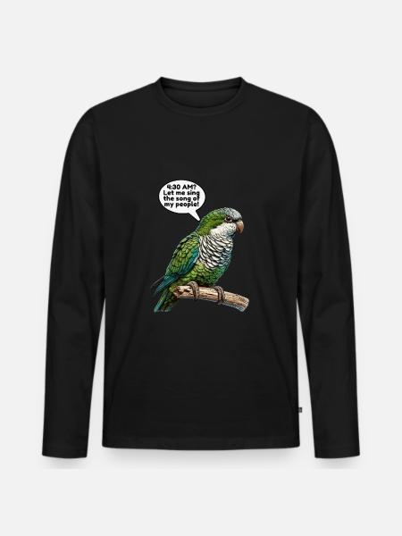 Quaker Parrot Monk Parakeet - Men's Premium Organic Long Sleeve Shirt - black