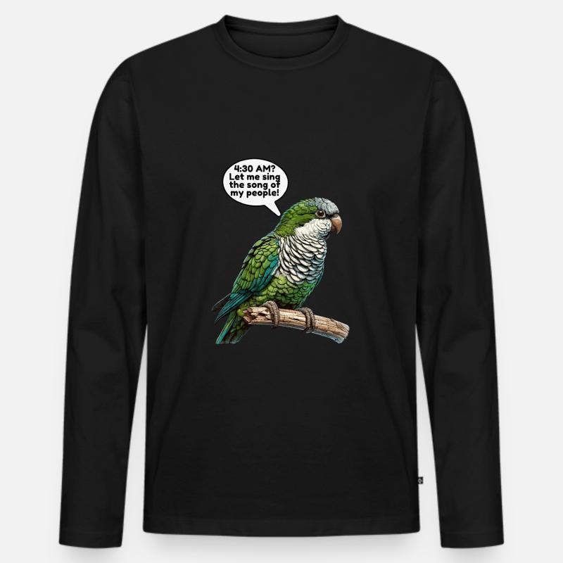 Quäker Papagei Mönch Sittich - Männer Premium Bio Langarmshirt - Schwarz